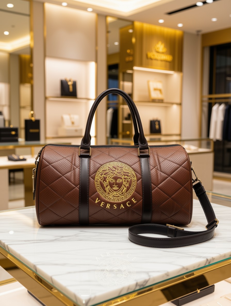 کیف چرم استوانه برند ورساچ VERSACE